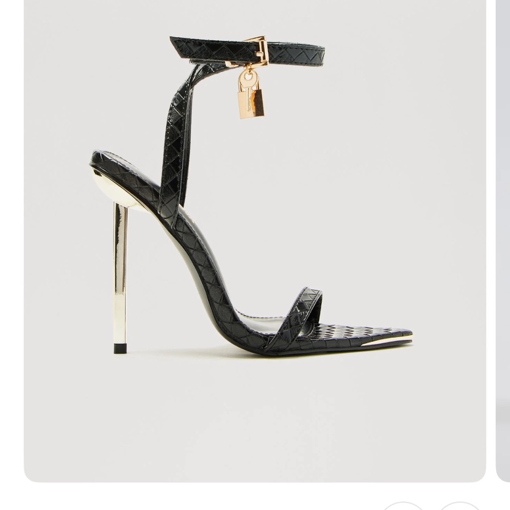 Black and Gold Lock Heels